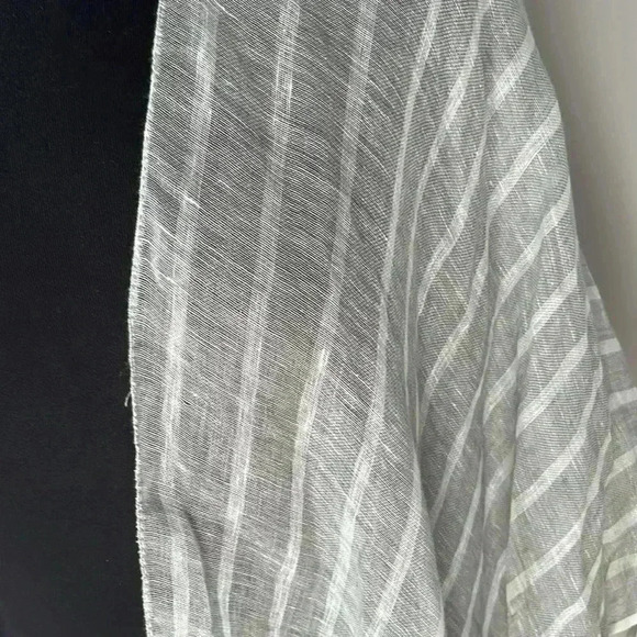 Mer/sea 100% Linen Gray White Stripe Open Front Wrap Cover Up Kimono Siz… - Picture 5 of 7